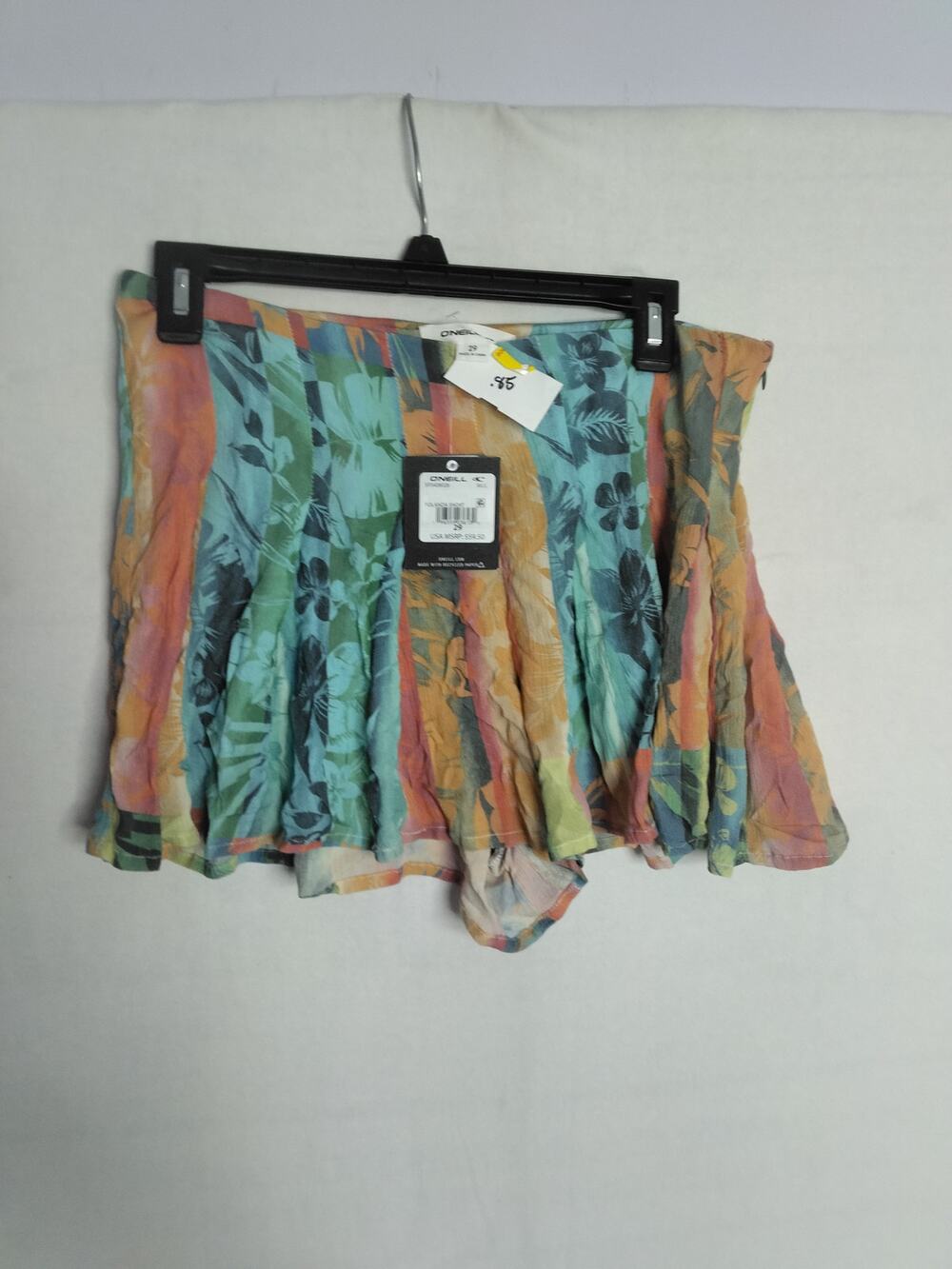NWT O'Neill Yolanda Short Sz 29 Orange Blue Tropical Print Flirty Swim Cover